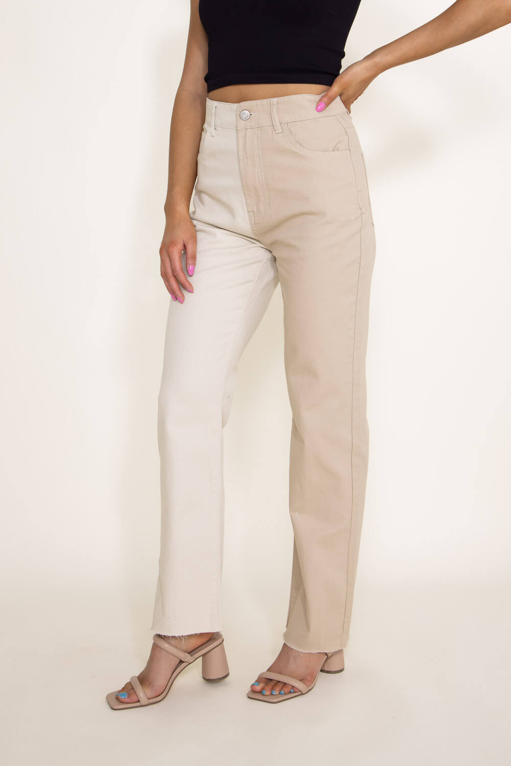 Beige Side Zip Lycra | Buy Side Zip trouser Pants Online
